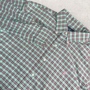 Ralph Lauren Men L Classic Fit Green Plaid Long Sleeve Button Down Oxford Shirt